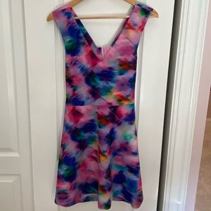 FELICITY & COCO WATERCOLOR FIT AND FLARE DRESS